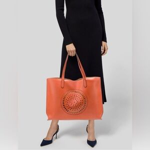 Neiman Marcus Orange Leather Tote Bag